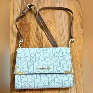 Calvin Klein Monogram Logo Convertible Clutch Crossbody Purse